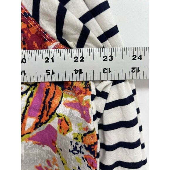 Soft Surroundings Women Striped Front Floral linen blend beachy Back Top Size XL - Picture 8 of 9